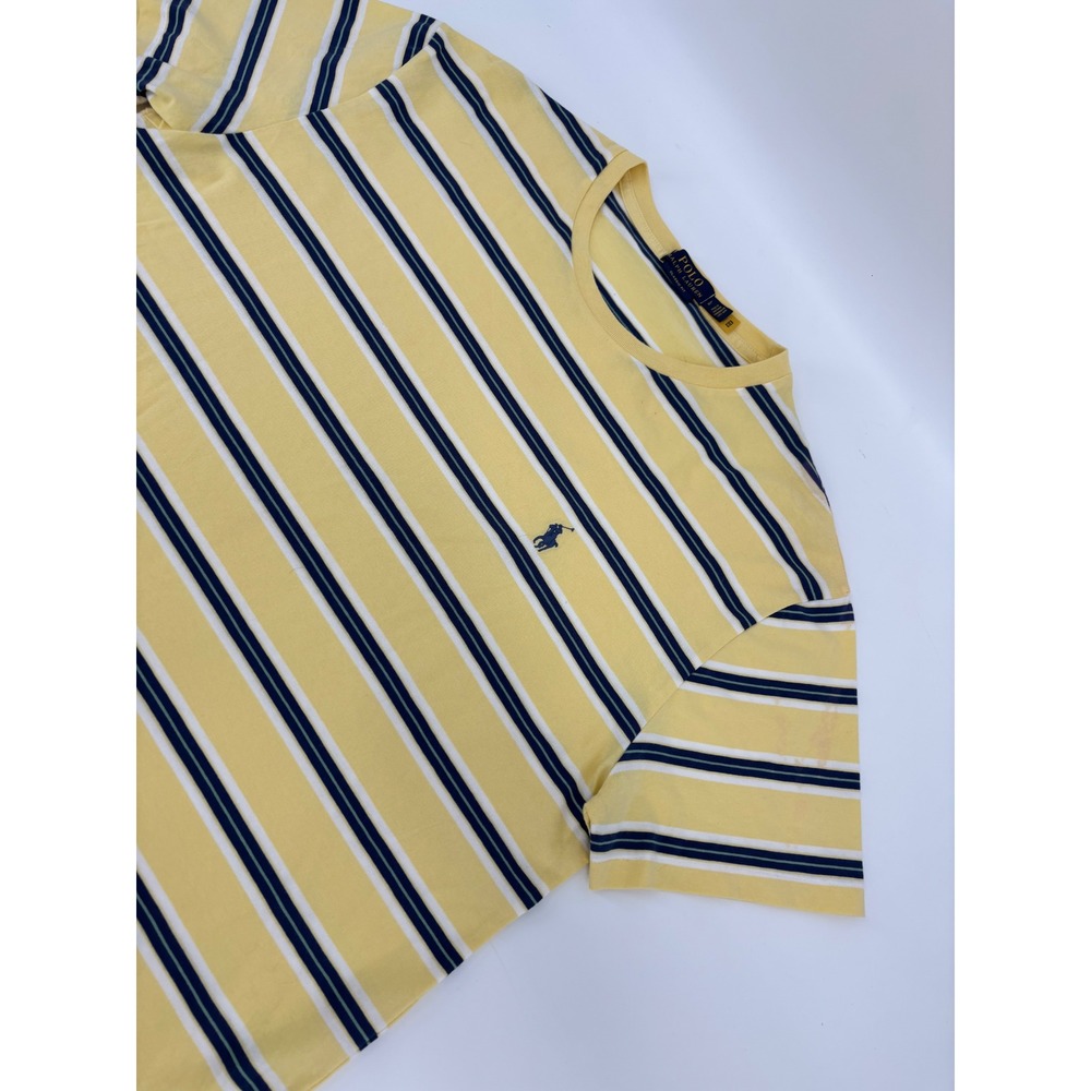 Polo Ralph Lauren Mens Yellow Navy Striped Pony Logo T-Shirt Large Classic Fit